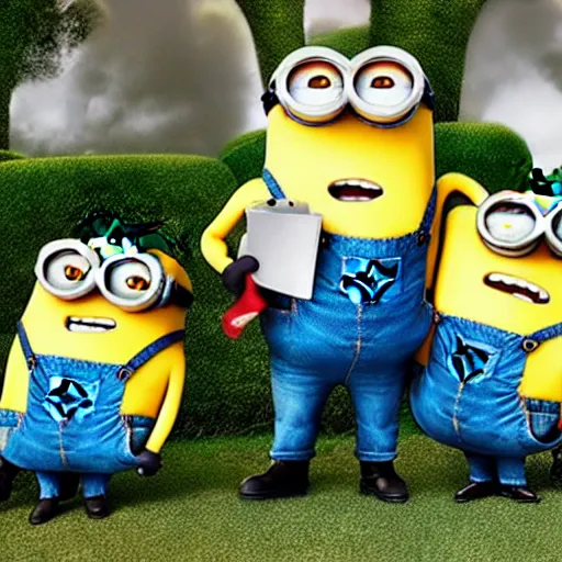 Image similar to minions being eaten by gru