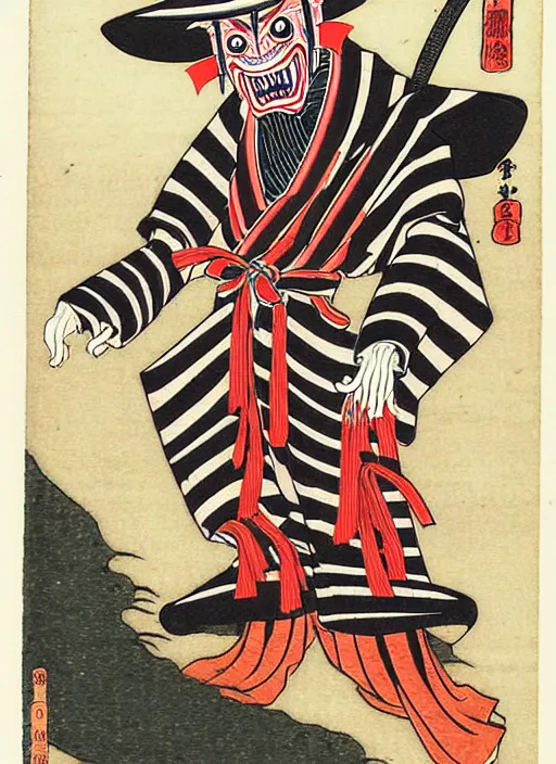 Prompt: freddy krueger as a yokai illustrated by kawanabe kyosai and toriyama sekien