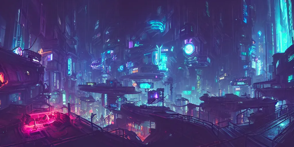 Image similar to wide angle view of piltover underground cyberpunk city, league of legends arcane, highly detailed, digital painting, artstation, concept art, hyperrealism, octane render, 8 k, by federico pelat and liam wong and jonas roscinas and damien peinoit