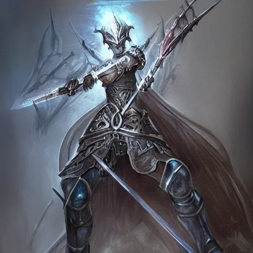 Image similar to Detailed concept art of female warrior as a dark souls boss; fantasy