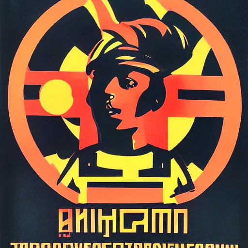 Image similar to techno music, soviet propaganda poster art