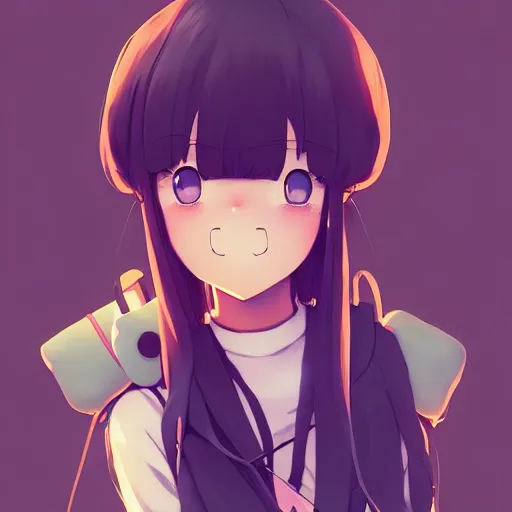 Image similar to cute anime girl hugging a pillow. in the style of Tomas Sanchez and Simon Stålenhag and krenz cushart and ilya kuvshinov. pixiv fanbox skeb.jp clipstudio medibang ichi-up CGWORLD key visual manga cover