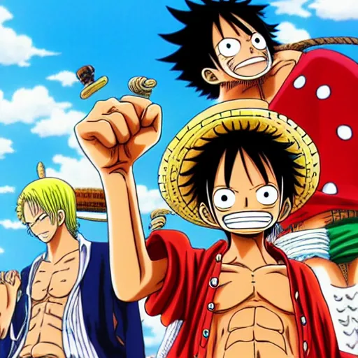 Prompt: luffy and the one piece, anime artwork