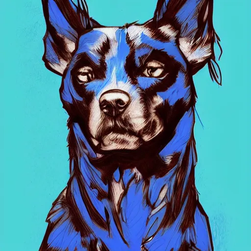 Image similar to blue dog, stock photo, digital art, smoth illustration, artstation