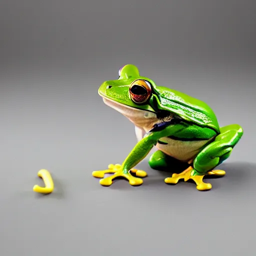 Prompt: A frog doing a deadlift, studio photography