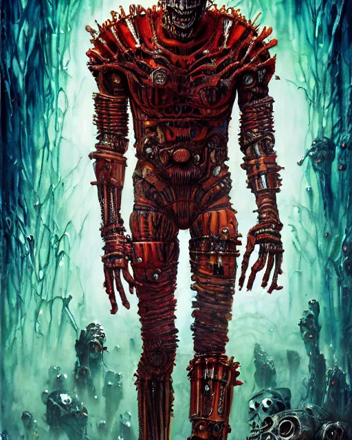 Prompt: cyborg freddy krueger, by antonio j. manzanedo, giger, alex grey, android jones, wayne barlowe, philippe druillet, raymond swanland, cyril rolando, josephine wall, harumi hironaka, trending on artstation