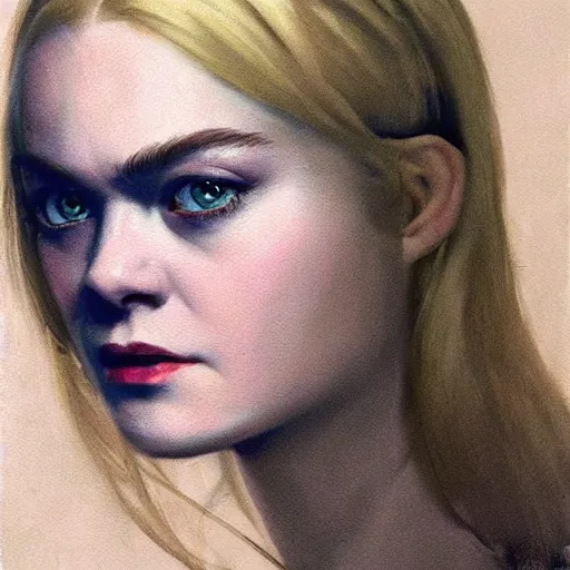 Image similar to ultra realistic portrait painting of elle fanning in underworld 2 0 0 3, art by frank frazetta, 4 k, ultra realistic, highly detailed, epic lighting