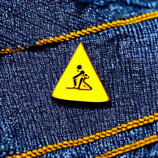 Prompt: a minimalist clean caution exclamation warning enamel pin