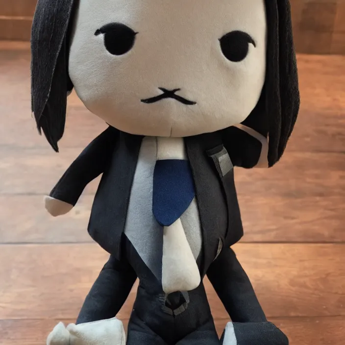 Prompt: John Wick plushie, plush, detailed product photo