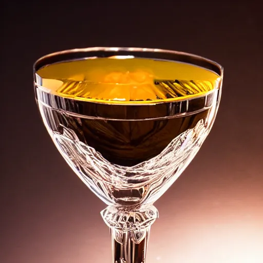 Image similar to a product shot of a klingon blood wine in a crystal chalice