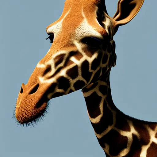 Prompt: a highly detailed portrait of a humanoid giraffe in a blue cloak, artstation, deviantart, professional, unreal engine 5, photorealistic