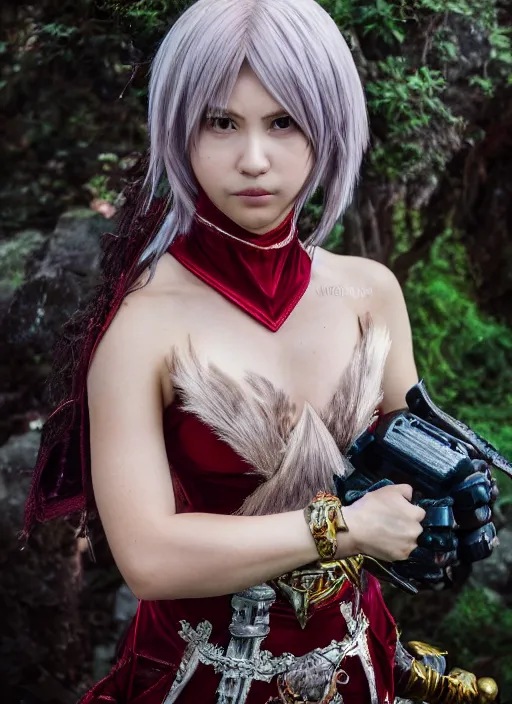 Image similar to a full portrait photo of real - life garnet final fantasy, f / 2 2, 3 5 mm, 2 7 0 0 k, lighting, perfect faces, award winning photography.