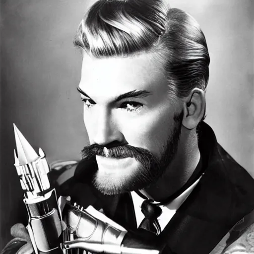 Prompt: Candid portrait photograph of Flash Gordon taken by Cecil Beaton