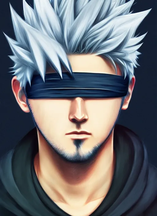 Prompt: handsome kakashi hatake, half body shot, path traced, highly detailed, high quality, digital painting, alena aenami, lilia alvarado, shinji aramaki, karol bak, alphonse mucha, tom bagshaw