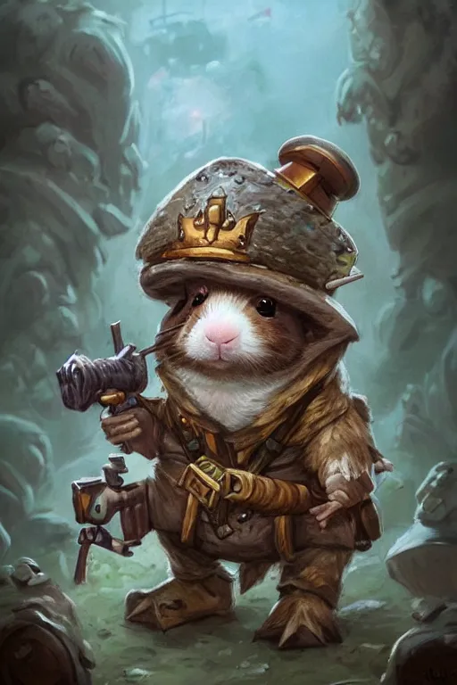 Prompt: cute little anthropomorphic Guinea Pig Soldier, tiny, small, baby animal, short, pixelated army camouflage, cute and adorable, pretty, beautiful, DnD character art portrait, matte fantasy painting, DeviantArt Artstation, by Jason Felix by Steve Argyle by Tyler Jacobson by Peter Mohrbacher, cinematic lighting
