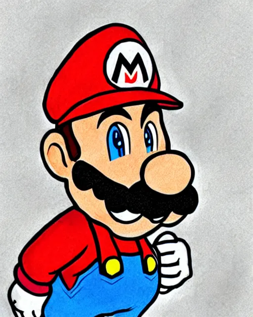 Image similar to super mario on the stand, court room sketch, fine details, concept art, extremely detailed, very sharp,