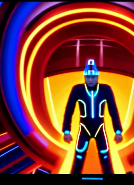 Image similar to cap'n crunch in tron : legacy, 2 0 1 0, high quality screen capture, photorealistic cgi, 4 k