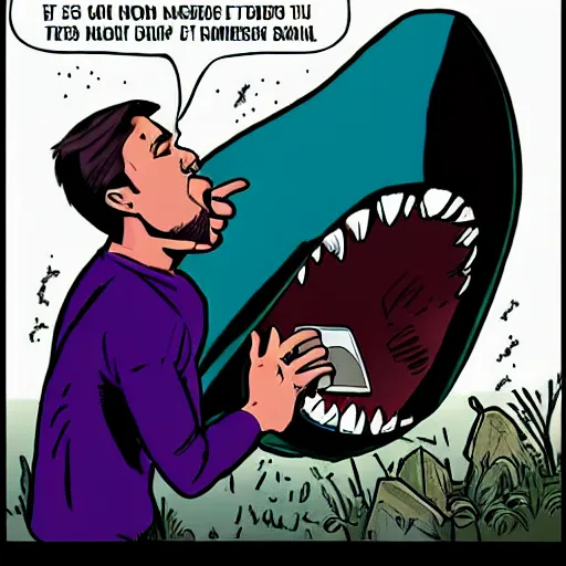 Image similar to portrait of a megalodon talking on the phone, comic book style.