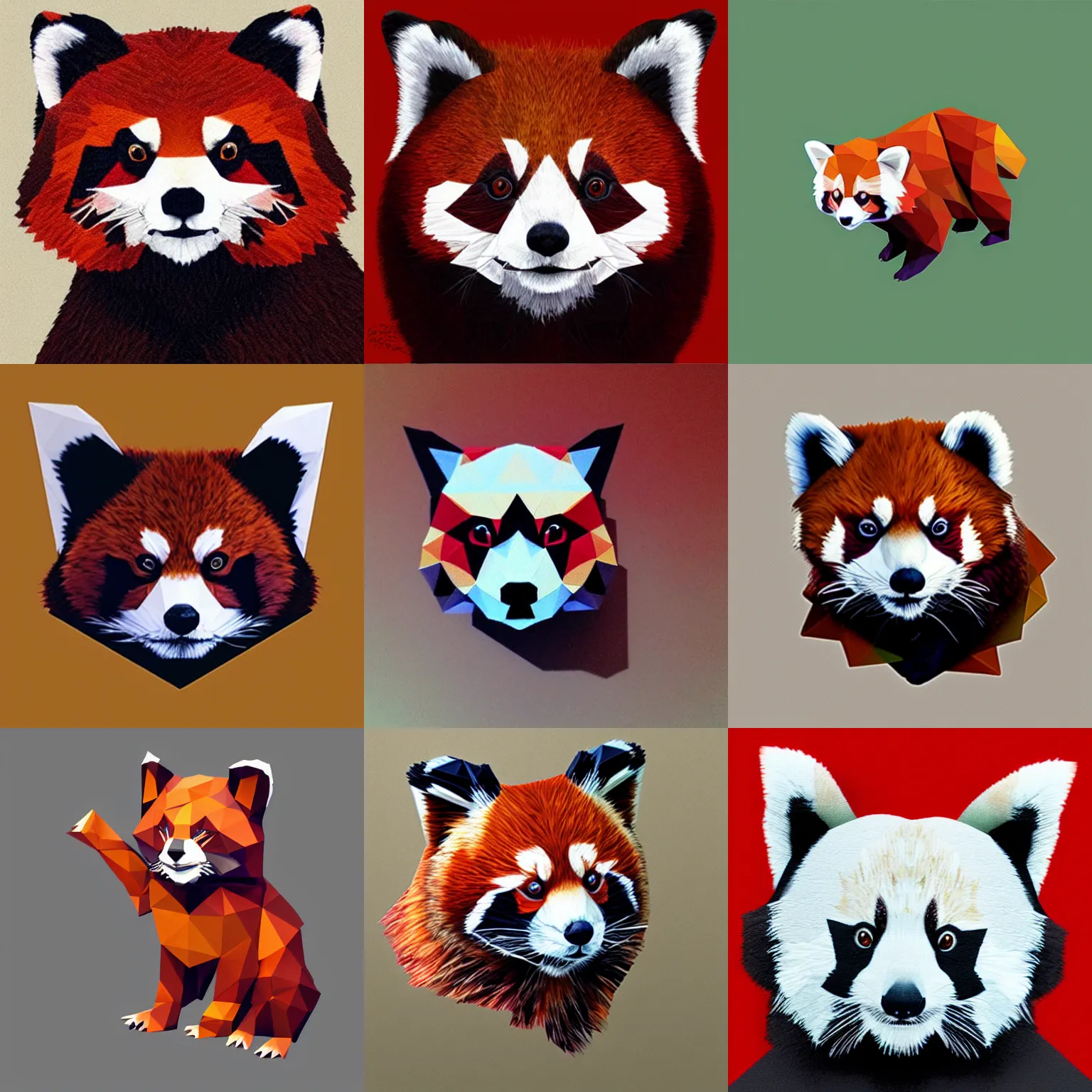 Prompt: “low poly art of a red panda”