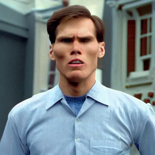 Image similar to Live Action Still of Jerma in The Truman Show, real life, hyperrealistic, ultra realistic, realistic, highly detailed, epic, HD quality, 8k resolution, film still