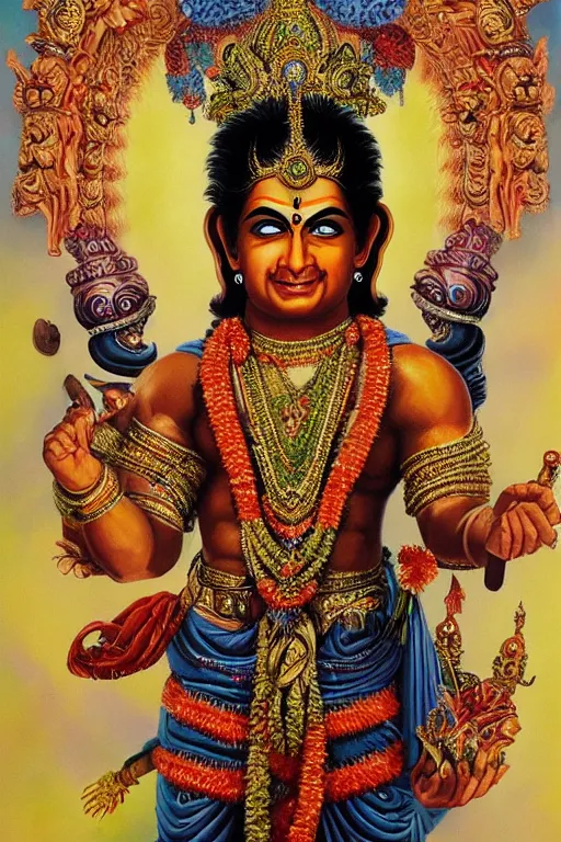 Prompt: Hindu God Vishnu Tom Cruise, hyperrealistic portrait