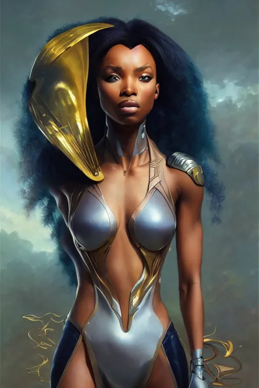 Image similar to normani as aeon flux starfire profile picture by Greg Rutkowski, matte painting, intricate, fantasy concept art, elegant, by Stanley Artgerm Lau, WLOP, golden ratio, thomas kindkade, alphonse mucha, loish, norman Rockwell,