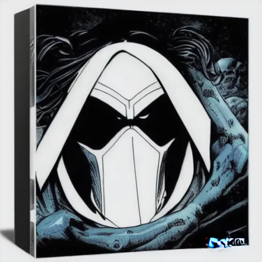 Prompt: Marvel Comics Moon Knight profile picture, ps5, detailed, very detailed