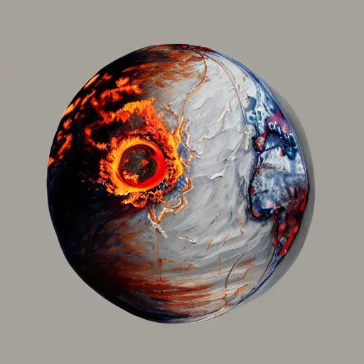 Image similar to a highly detailed painting of the world globe in flames, inspired by dali, matisse, david hockney, trending on artstation, 4 k