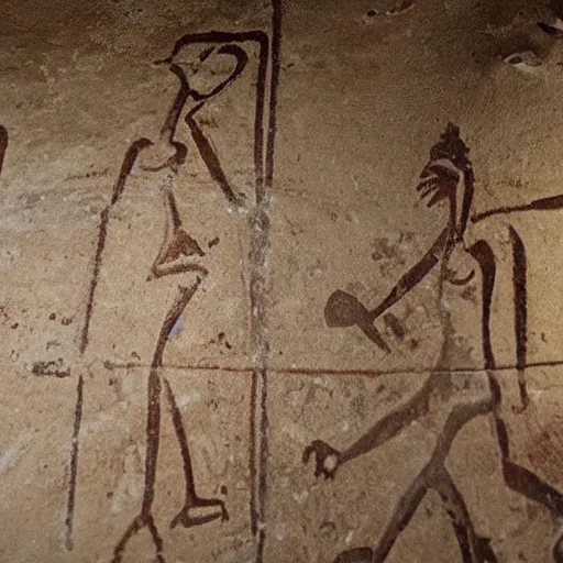 Prompt: ancient mcdonald's restaurant cave paintings found in pyramid