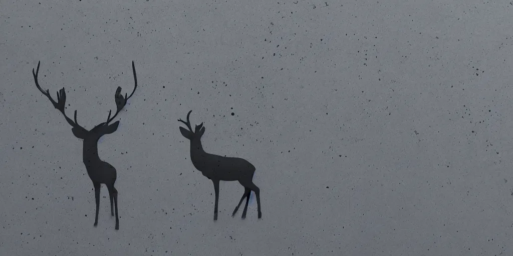 Image similar to a dark and enchanting moonscape with transparent deer