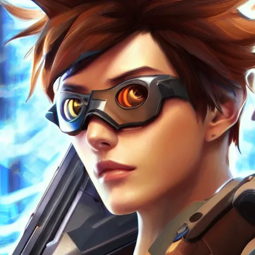 Prompt: tracer overwatch portrait, close up, concept art, intricate details, highly detailed photorealistic portrait by michael komarck, joel torres, seseon yoon, artgerm and warren louw