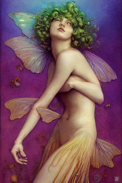 Prompt: a beautiful faerie, golden ratio, detailed, rainbowshift, by jean - baptiste monge, maxfield parrish, artgerm