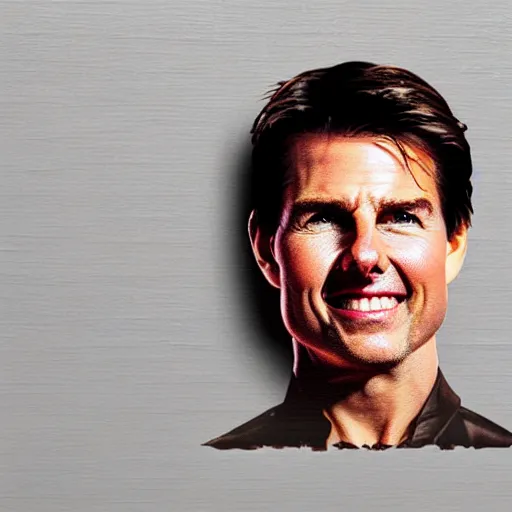 Prompt: tom cruise portrait recreated with coffee beans on a white surface, 8K, detailed, product photo