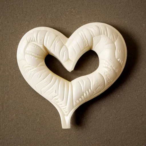 Prompt: bio mechanical heart carved out of ivory, canon 5 d 5 0 mm lens