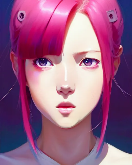 Image similar to cute girl with pink hair | | very very anime!!!, fine - face, symmetry face, audrey plaza, fine details. anime. realistic shaded lighting poster by ilya kuvshinov katsuhiro otomo ghost - in - the - shell, magali villeneuve, artgerm, jeremy lipkin and michael garmash and rob rey