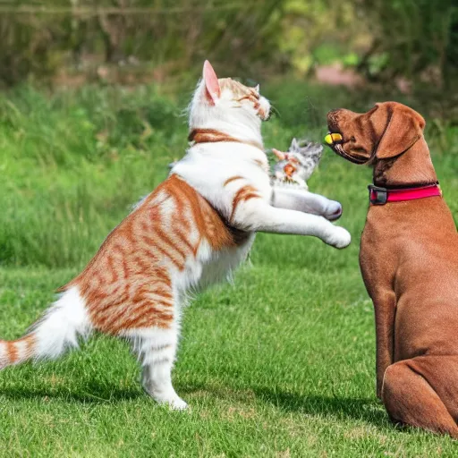 Image similar to cat slapping dog