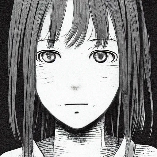 Prompt: a portait of a girl from inio asano manga good night pun pun, detailed