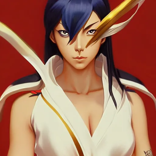 Prompt: rukia kuchiki as a street fighter character, cg animation, capcom, realistic, character select portrait, by artgerm, greg rutkowski, alphonse mucha, 3 d