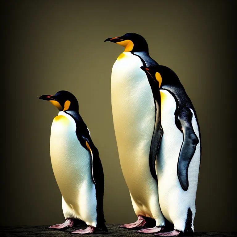 Image similar to epic professional digital art of startling penguin, faint golden atmospheric lighting, painted, intricate, detailed, cheerful, fun, exciting, by leesha hannigan, wayne haag, reyna rochin, ignacio fernandez rios, mark ryden, iris van herpen,, epic, stunning, gorgeous, much wow, cinematic, masterpiece.