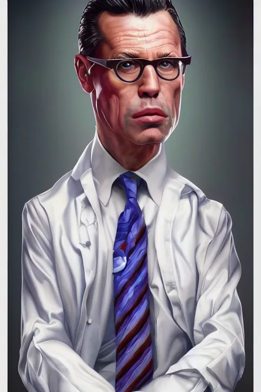 Prompt: a painting of a man wearing a suit and tie, a digital painting by Jason Edmiston, trending on Artstation, cloisonnism, digital painting, digital illustration, vaporwave