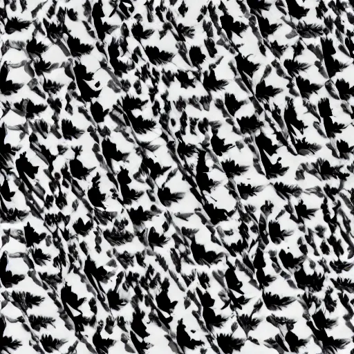 Prompt: a graphical pattern of white wolves into black geese by maurits cornelius escher, aerial view, scared black geese, angry white wolves, hexagonal pattern, intricate details, geese, wolves, screen print, frameless