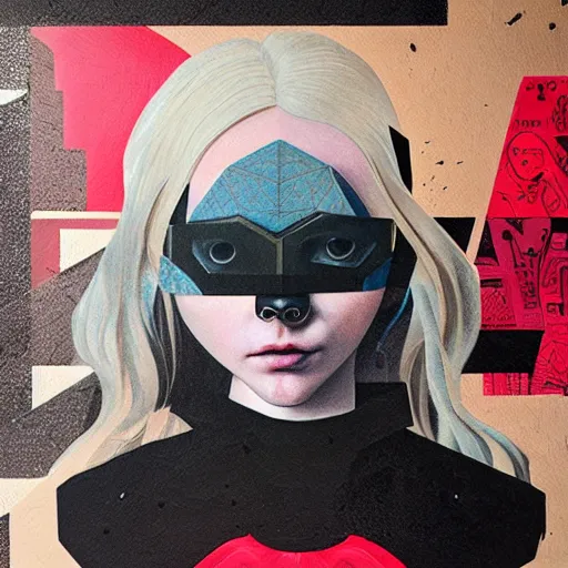 Prompt: Elle Fanning in Deus Ex Machina 1984 picture by Sachin Teng, asymmetrical, dark vibes, Realistic Painting , Organic painting, Matte Painting, geometric shapes, hard edges, graffiti, street art:2 by Sachin Teng:4
