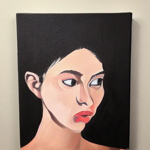 Prompt: female portrait, acrylic on canvas
