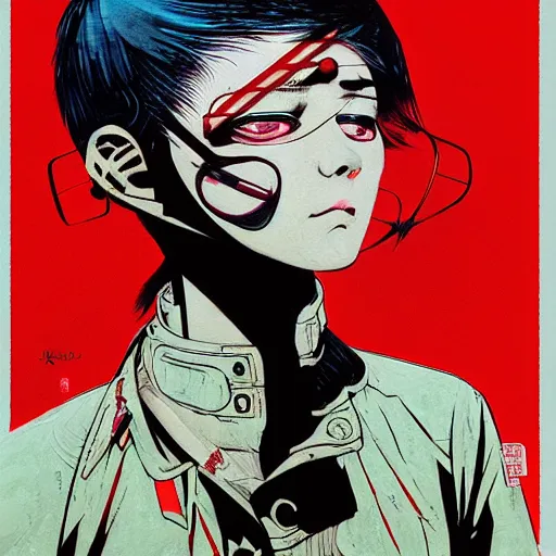 Image similar to prompt : soviet punk portrait soft light painted by james jean and katsuhiro otomo and erik jones, inspired by akira anime, smooth face feature, intricate oil painting, high detail illustration, sharp high detail, manga and anime 1 9 9 9