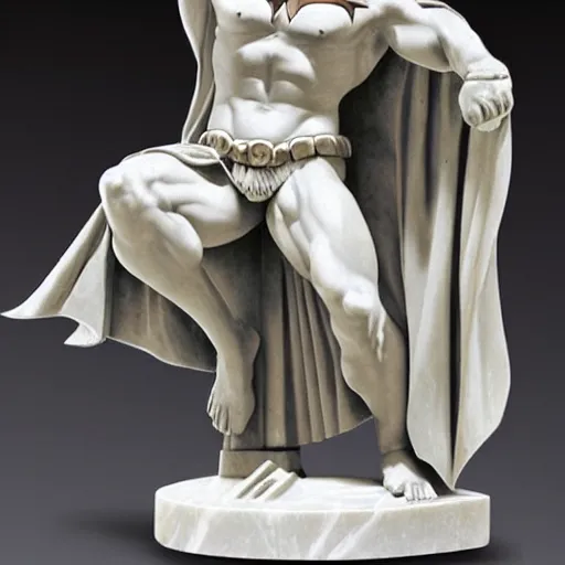 Image similar to greek sculpture of batman in marble,