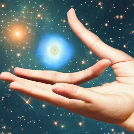 Prompt: the universe in the palm of your hands