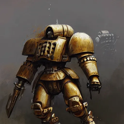 Prompt: A Warhammer 40000 battle titan walking gear, extremely high detailed digital art by jakub rozalski, HD