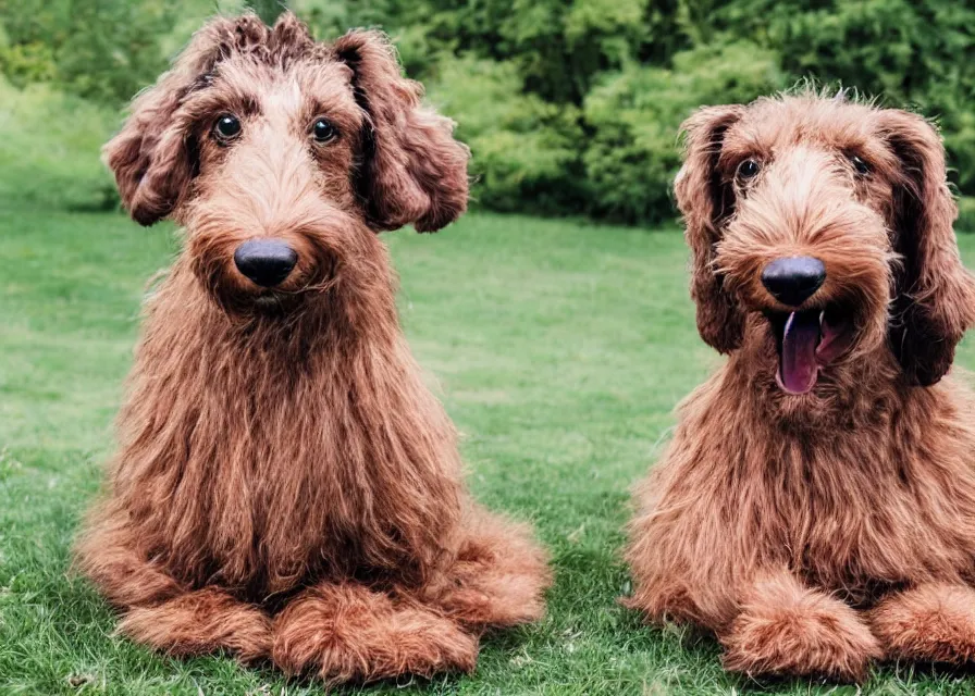 Prompt: Giant woolly dachshund with tusks