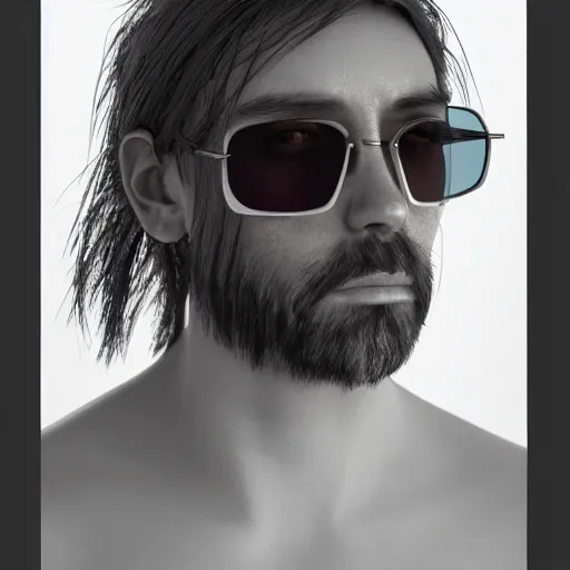 Prompt: realistic photo portrait of a prehistoric man wearing sunglasses, volumetric lights, trending on artstation, studio photo, intricate details, highly detailed