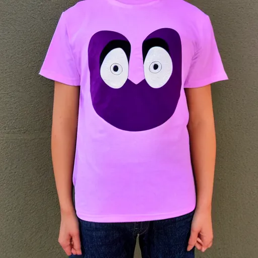 Image similar to a purple t-shirt with a cartoon face